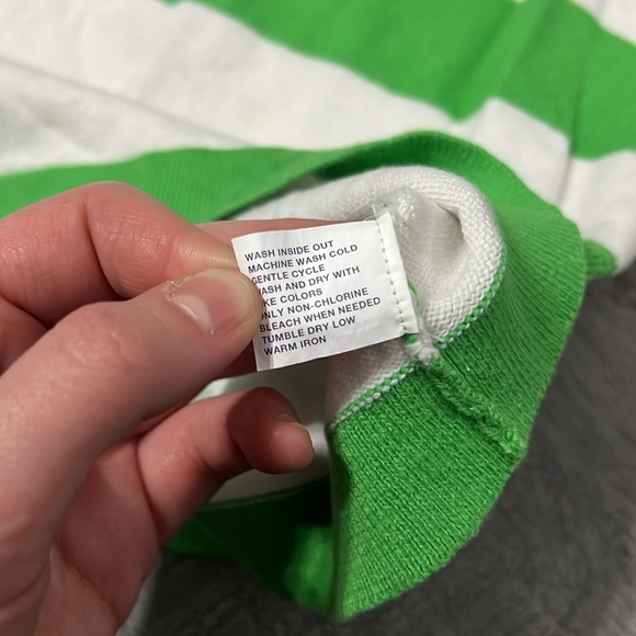 Gap Crewneck Chunky Green & White Stripe Sweater Women’s Size XS Stretch - Picture 6 of 11